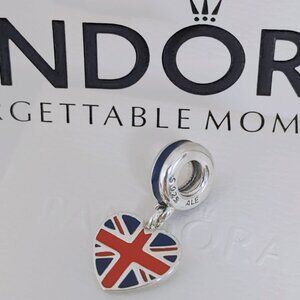 Pandora Great Britain Heart Flag Dangle Charm